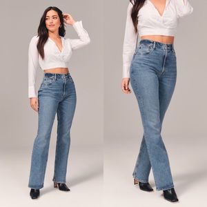 NWT Abercrombie & Fitch The 70s Vintage Flare Ultra High Rise Curve Tall Jeans